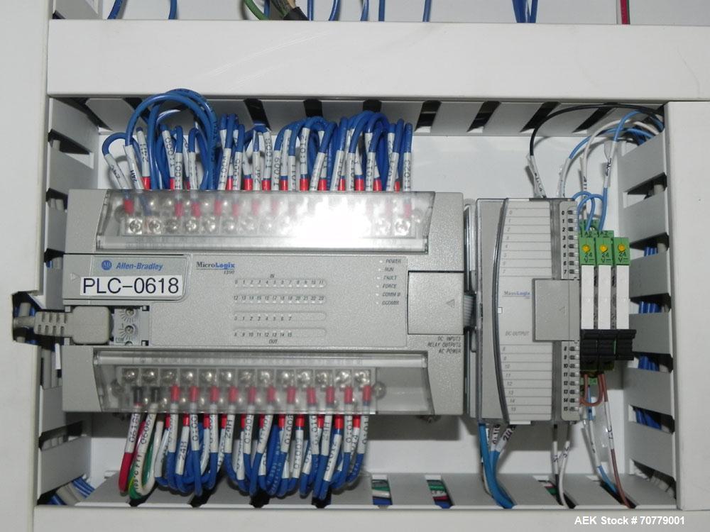 Used Tisma (SWF) VT-100-RH Vertical Cartoner with glue flap closures. Capable of speeds up to 200 cartons per minute. Unit has 7.5" centers for a carton size range: length 1" to 6.25", width .5" to 3...