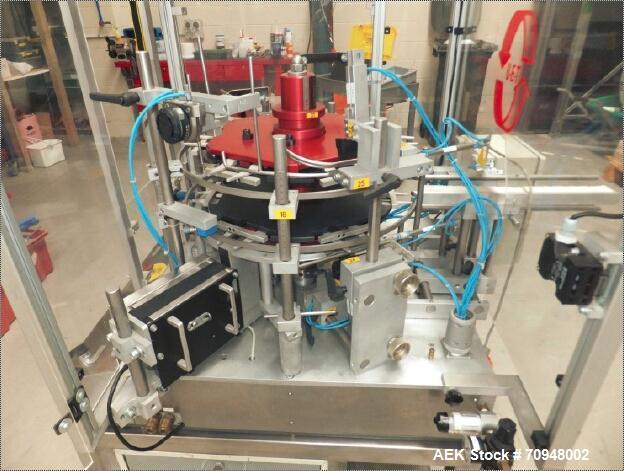 Used UET Compact 3 Cartoner capable of speeds up to 50 cartons per minute.  Compact unit has a carton size range:  (Length) 25mm - 125mm (Width) 18mm - 60mm (Depth/Height) 60mm - 180mm.  Has stella 6...
