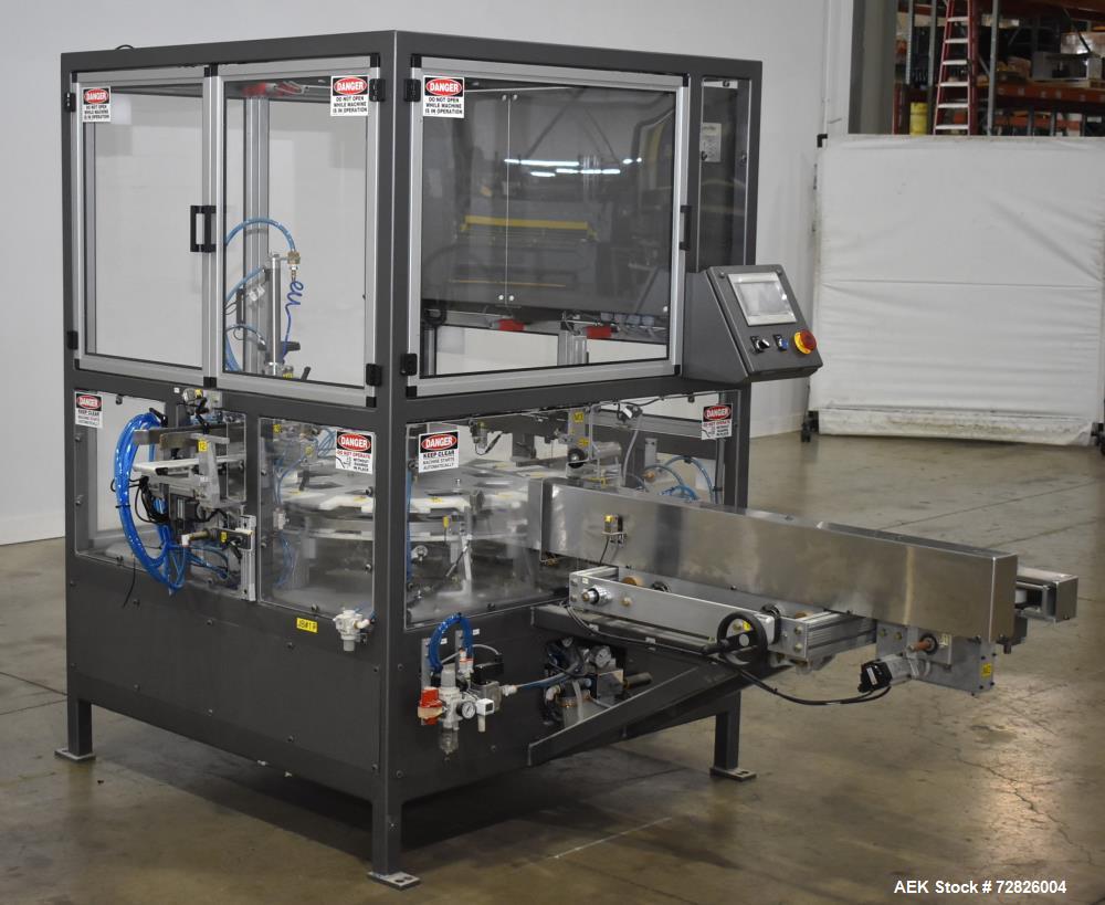 Unused- Endflex (Paxiom) Small Footprint Vertical Cartoner, Model BOXXER KARTNR. Capable of speeds up to 60 CPM (depending on application). Size range: 1" (25mm) to 4.5" (114mm) length x 1" (25mm) to...