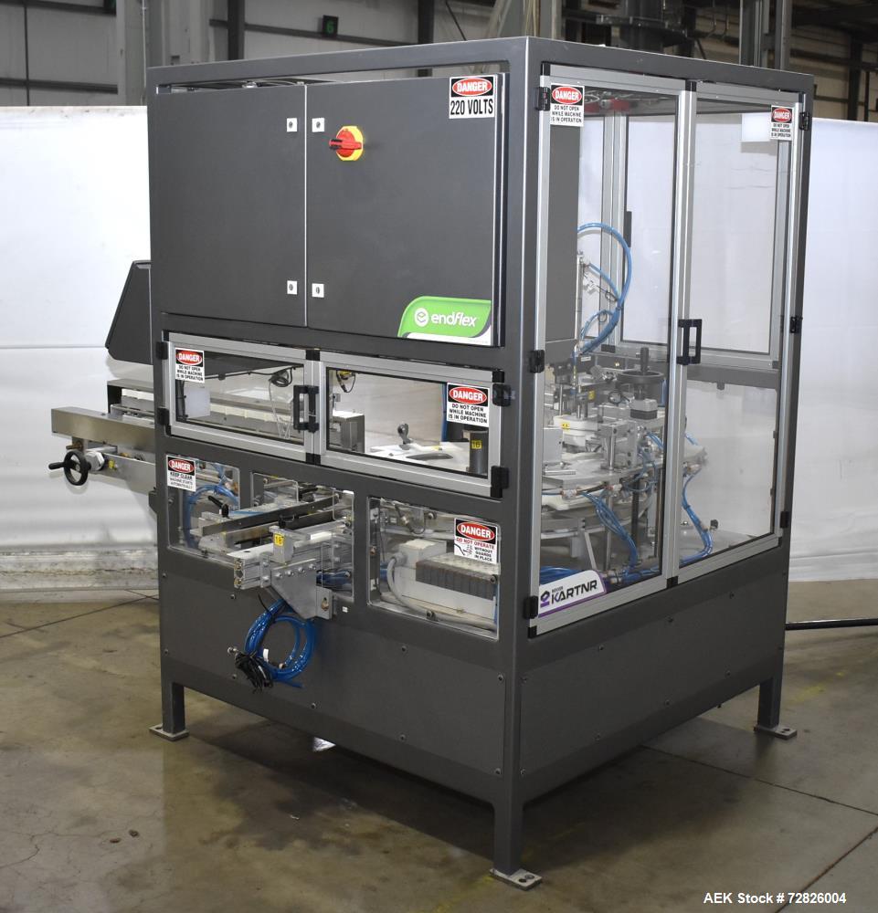 Unused- Endflex (Paxiom) Small Footprint Vertical Cartoner, Model BOXXER KARTNR. Capable of speeds up to 60 CPM (depending o...