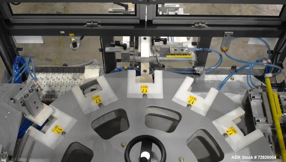Unused- Endflex (Paxiom) Small Footprint Vertical Cartoner, Model BOXXER KARTNR. Capable of speeds up to 60 CPM (depending on application). Size range: 1" (25mm) to 4.5" (114mm) length x 1" (25mm) to...