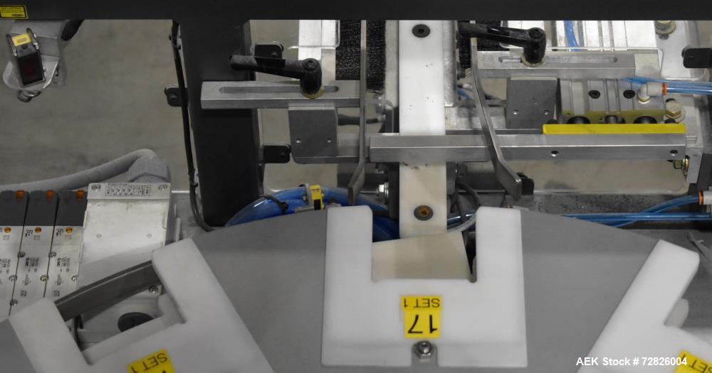 Unused- Endflex (Paxiom) Small Footprint Vertical Cartoner, Model BOXXER KARTNR. Capable of speeds up to 60 CPM (depending on application). Size range: 1" (25mm) to 4.5" (114mm) length x 1" (25mm) to...