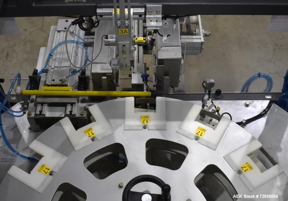 Unused- Endflex (Paxiom) Small Footprint Vertical Cartoner, Model BOXXER KARTNR. Capable of speeds up to 60 CPM (depending on application). Size range: 1" (25mm) to 4.5" (114mm) length x 1" (25mm) to...