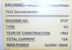 Used Brunner Model VC Reverse Tuck Vertical Intermittent Motion Cartoner.