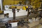 Used Jones Model CMV5 Semi-Automatic Tuck Vertical Cartoner. Machine is capable of speeds up to 120 cartons per minute. Has manual load station of 8' (both sides). Has 5