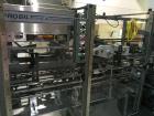 Used- Jones CMV5 Semi Automatic Continuous Motion Vertical Hot Melt Tuck Cartoner. Capable of speeds up to 120 cpm. Has 5