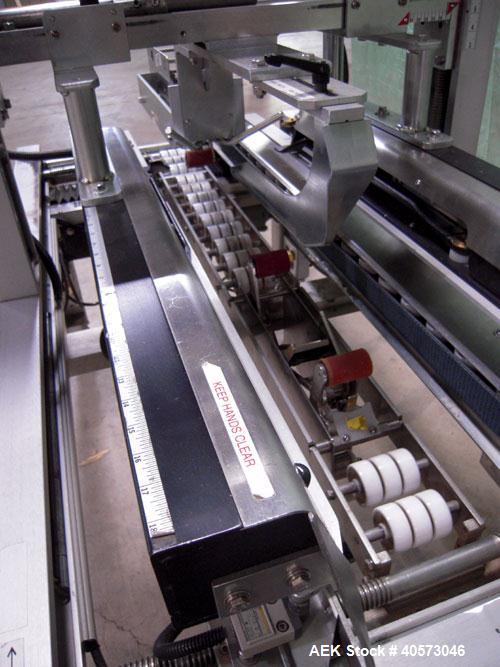 Used Belcor 505 semi-automatic case erector with integrated Belcor 252 automatic top and bottom case taper sealer. Speeds up to 15 cpm. Erector size range: length 8" to 26.5", width 6" to 16", height...