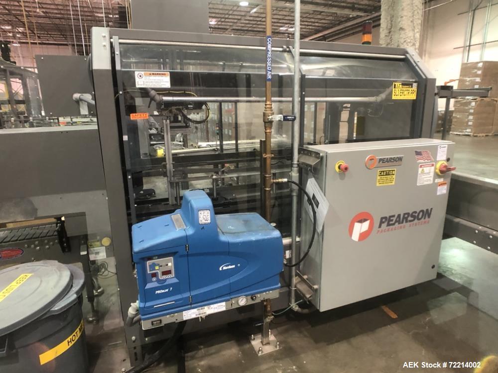 Used Pearson, Model CE25-G Automatic Case Erector and Bottom Hot Melt Glue Righ