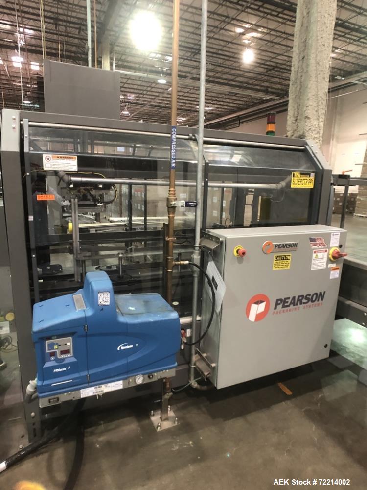 Used Pearson, Model CE25-G Automatic Case Erector and Bottom Hot Melt Glue Righ