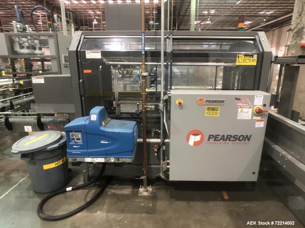 Used Pearson, Model CE25-G Automatic Case Erector and Bottom Hot Melt Glue Righ