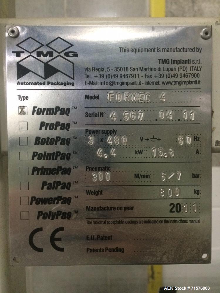 Used- TMG Automated Packaging Model Formec 4 (Gen II) Vertical Case Erector