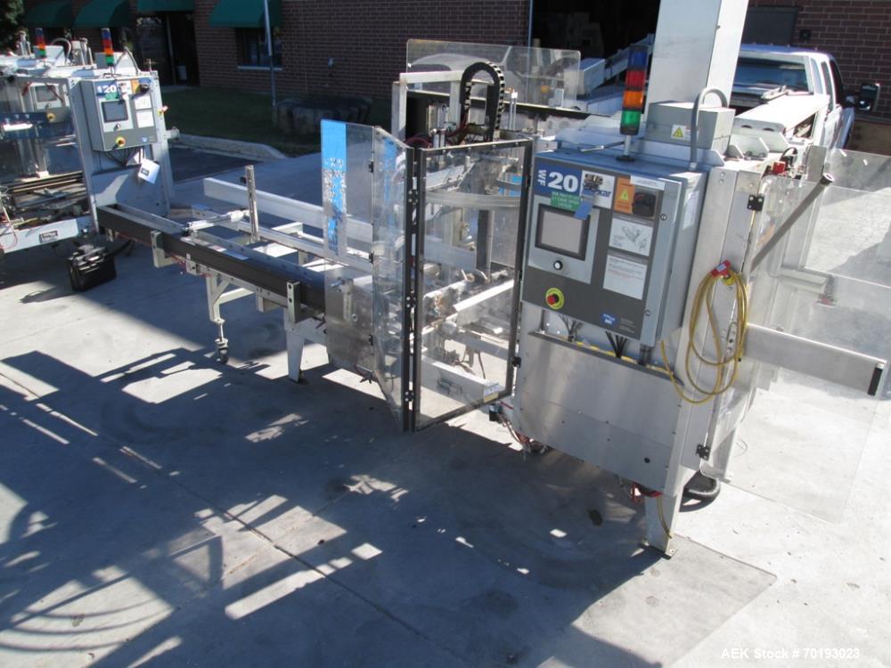 Used Wexxar WF-20H Case Erector Bottom Glue. Case size range: (length) 6” to 24” (width) 5” to 17” (depth, includes flap height) 9.5” to 25”. OEM rated speed up to 20 cpm. Nordson ProBlue 7 hot melt ...