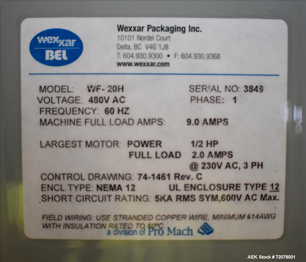 Used Wexxar Model WF-20H, Automatic Case Erector.