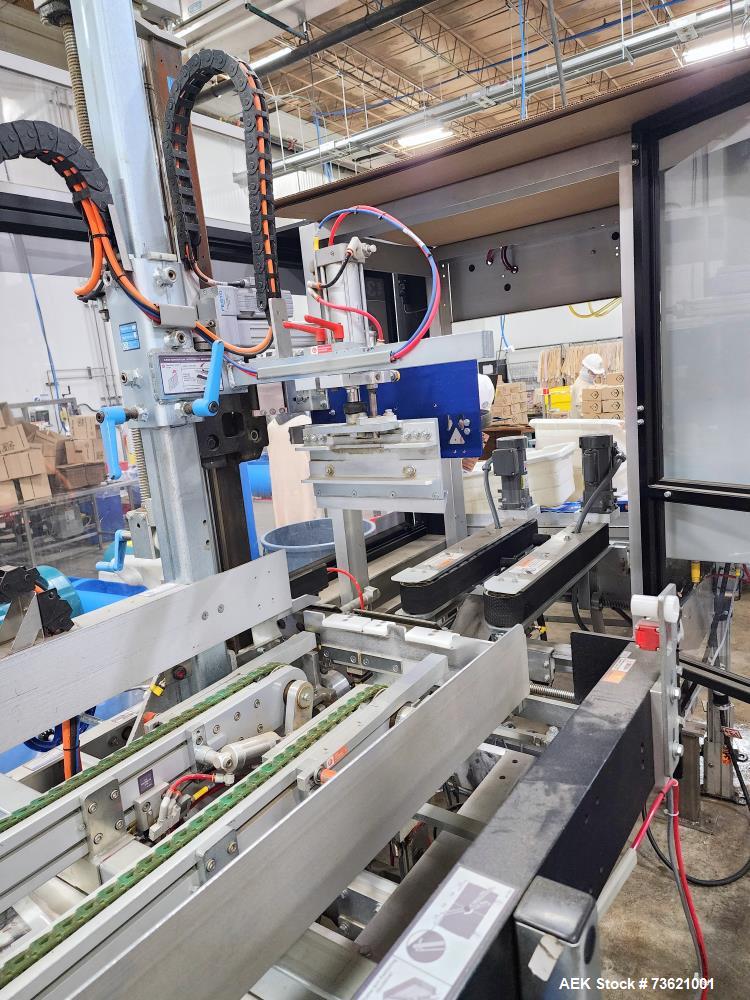 Used Wexxar Automatic Case Erector Sealer, Model WF-30. Machine is capable of speeds up to 30 cases per minute (depending on case size). Pin and dome-style opening. Nordson hot melt glue unit. Has a ...