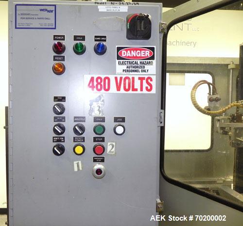 Used Wexxar Automatic Case Former/Erector With Hot Melt Glue Bottom Sealer, Model WFH. Capable of speeds up to 25 cpm. Case Size Range: length 7" to 24", width 5" to 17", height 5" to 16". Has AB SLC...