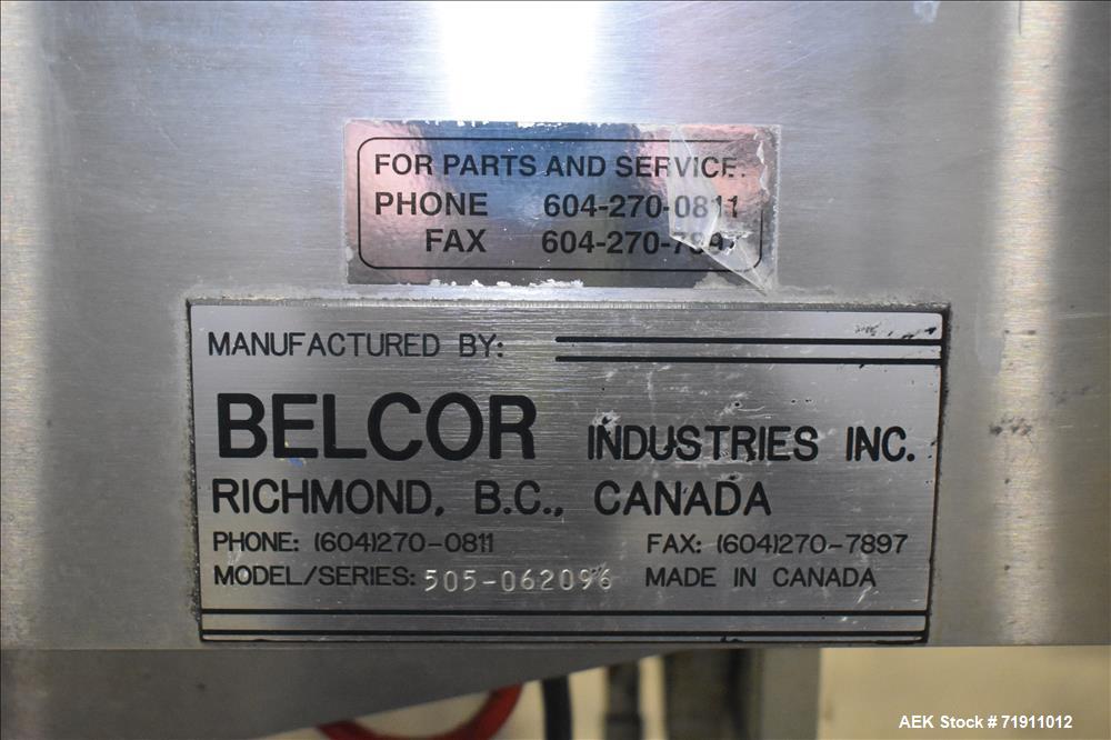 Used Belcor 505 semi-automatic case erector with integrated Belcor 252 automatic top and bottom case taper sealer. Speeds up to 15 cpm. Erector size range: length 8" to 26.5", width 6" to 16", height...
