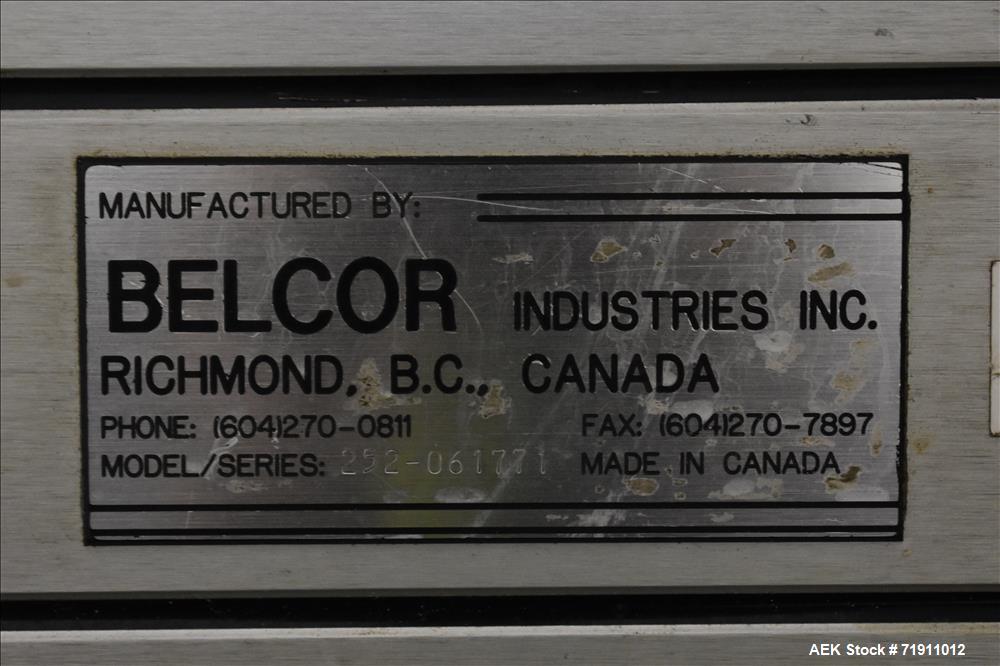 Used Belcor 505 semi-automatic case erector with integrated Belcor 252 automatic top and bottom case taper sealer. Speeds up to 15 cpm. Erector size range: length 8" to 26.5", width 6" to 16", height...