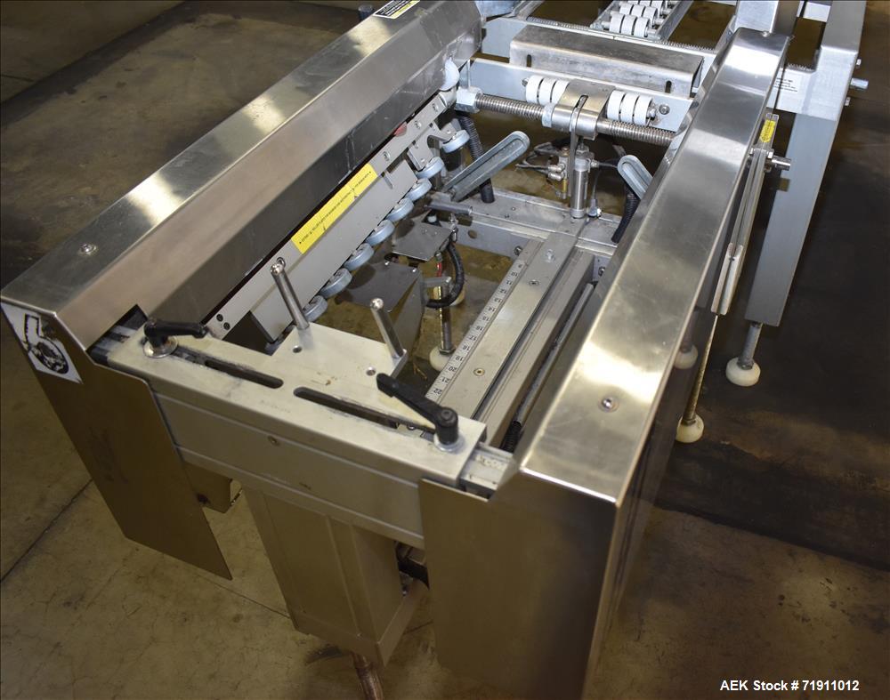 Used Belcor 505 semi-automatic case erector with integrated Belcor 252 automatic top and bottom case taper sealer. Speeds up to 15 cpm. Erector size range: length 8" to 26.5", width 6" to 16", height...