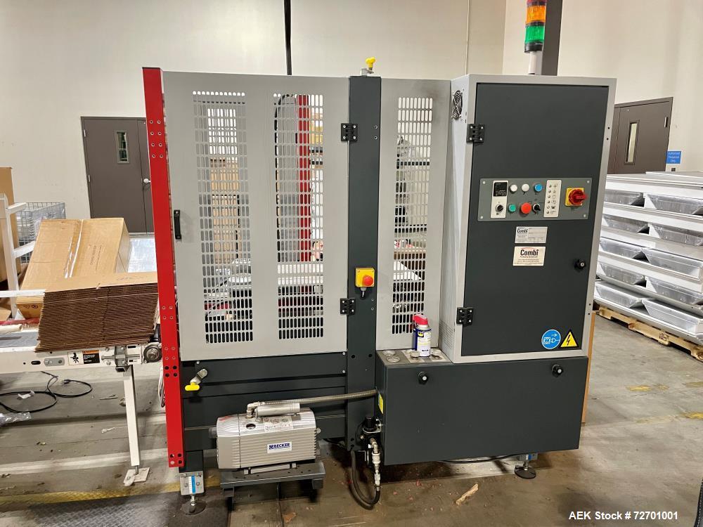 Used Combi Model CE-10 Case Erector. Machine is capable of speeds from 500 to 700 cases per hour (about 12 cases per minute). Has a case size range of 8"-17.5" length x 6"-13.5" width x 5"-17.5" heig...