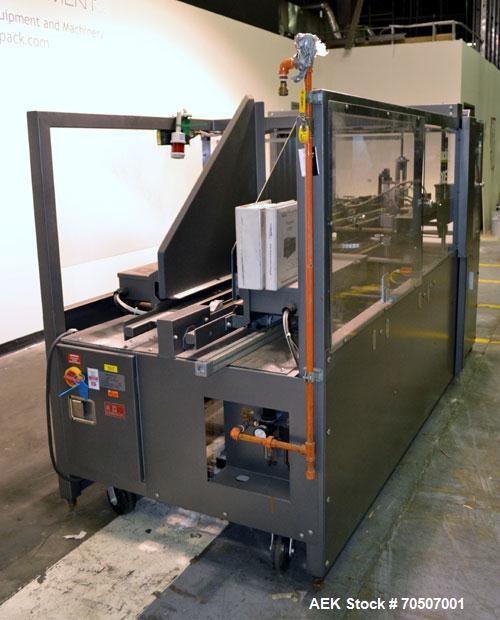 Used Wepackit Model 310E Mid-Speed Case Erector. Capable of up to 15 cases per minute. Approximate case size range:length 6’’ to 24’’, width 5.5’’ to 18", depth 4.5’’ to 20’’.Maximum knock-down lengt...