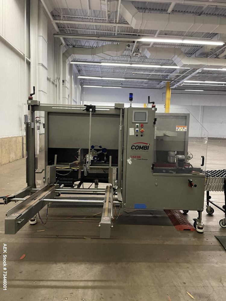 Used Combi 2EZSB Case Erector – 15 CPM, Allen Bradley PLC, Bottom Tape Head, Mobile
