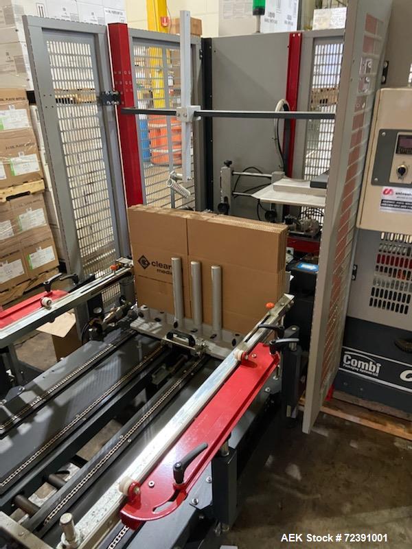 Used Combi Model CE-10 Case Erector. Machine is capable of speeds from 500 to 700 cases per hour (about 12 cases per minute). Has a case size range of 8"-17.5" length x 6"-13.5" width x 5"-17.5" heig...
