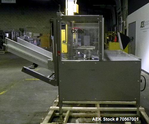 Used Combi Model 2-EZ Plus Case Erector and Bottom Taper. Capable of speeds up to 12 cases per minute. Case size range: length 6" to 24", width 4 1/2" to 16", depth 4 1/2" to 18". Has right angle cas...