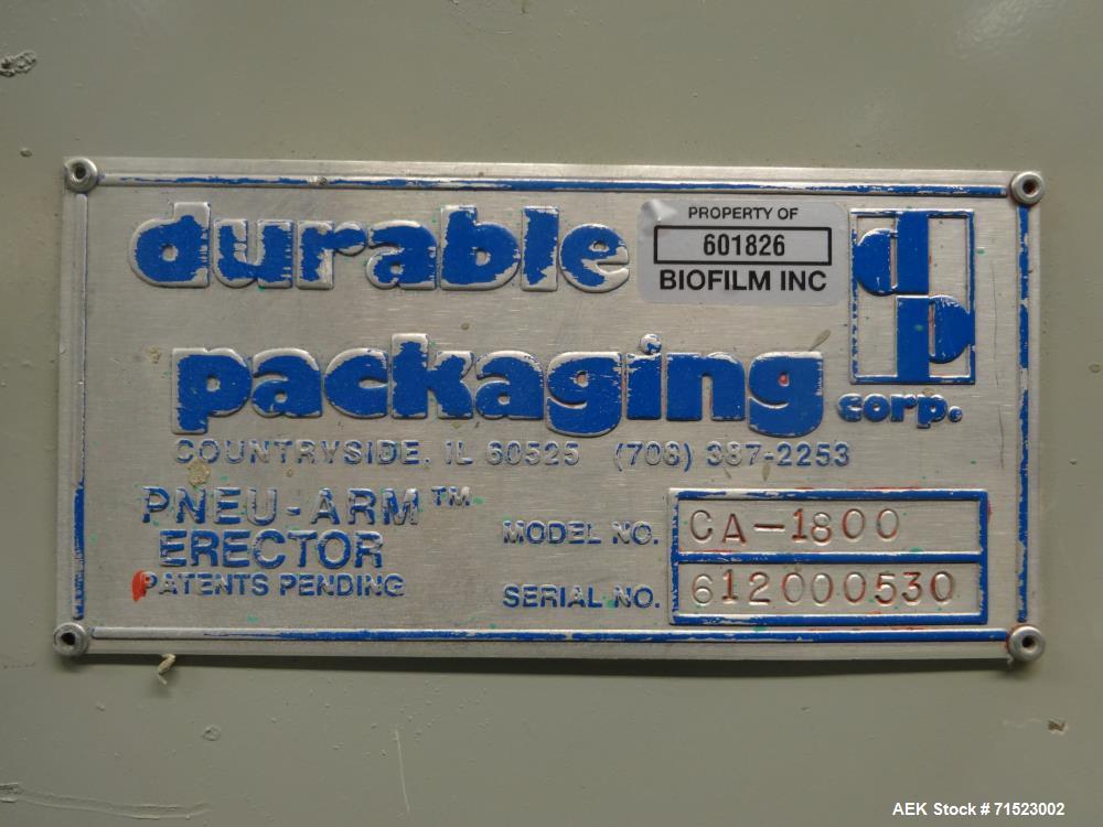 Used Durable Packaging (OK International)  Model CA1800 Automatic Case Erector