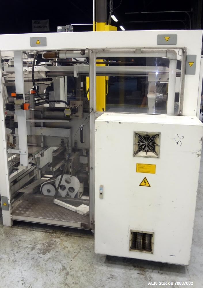 Used Focke Model 486 Automatic Case Erector, Side Load Packer, and Tape Sealer