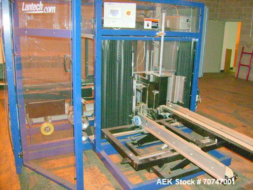 Used Lantech Case Erector, Model C-2000. Throughput speed 10-15 cases per minute. Case size minimum (OD) 7-7/8" long x 5-7/8" wide x 3-7/8" high. Case size maximum (OD) 25-5/8" long x 17-3/4" wide x ...