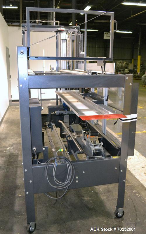 Used Little David CF20T Case erector & Bottom Taper. Capable of 6 cases per minute. Case size range: (Length) 6"-16" (Width) 6"-12" (Height) 4"-12". Allen-Bradley PLC controls. Tape Specifications: A...