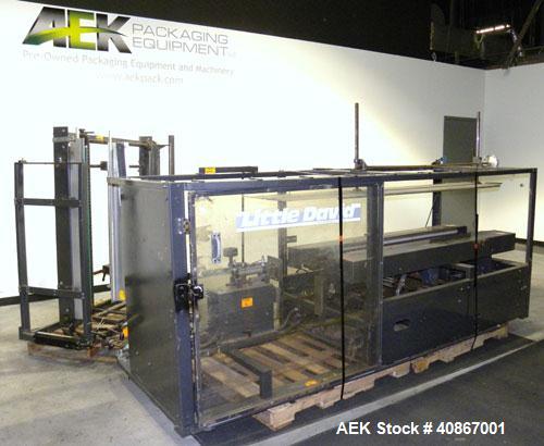 Used Loveshaw Little David Case Former, Model CF40T, Carbon Steel. Approximately 20 cases per minute. Case size range: length 7" to 24", width 6" to 16", height 4" to 16". Chain and lug drive, 1/2 hp...