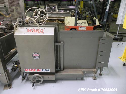 Used Marq Model HPE-RH NS Case Erector Bottom Sealer. Capable of speeds from 30 to 40 cases per minute. Is set up to tape boxes closed (with a side seal). Has a formed case size range: Length 10" to ...