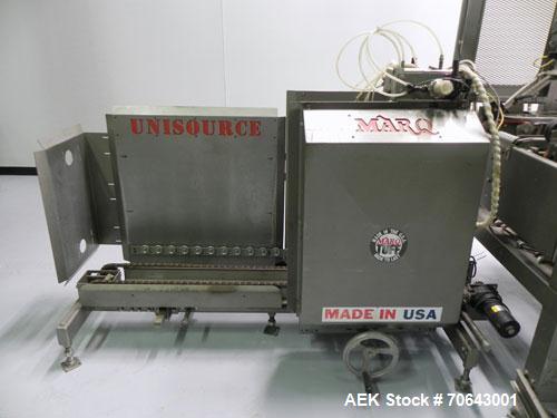 Used Marq Model HPE-RH NS Case Erector Bottom Sealer. Capable of speeds from 30 to 40 cases per minute. Is set up to tape boxes closed (with a side seal). Has a formed case size range: Length 10" to ...