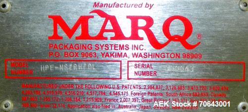 Used Marq Model HPE-RH NS Case Erector Bottom Sealer. Capable of speeds from 30 to 40 cases per minute. Is set up to tape boxes closed (with a side seal). Has a formed case size range: Length 10" to ...