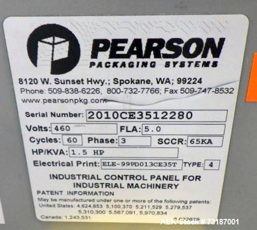 Used- Pearson Model CE35-T Case Erector Bottom Taper. Machine is rated at speeds up to 35 cases per minute. Case size range:...