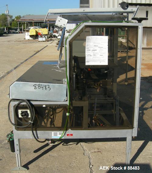 Used Soco Case Erector, Model BE-300-ABS2. Capable of speeds up to 8 cpm. Has bottom tape sealer. Case size range: length 300 to 620 mm, width 200 to 400 mm, depth 130 to 500 mm. Includes an Allen Br...