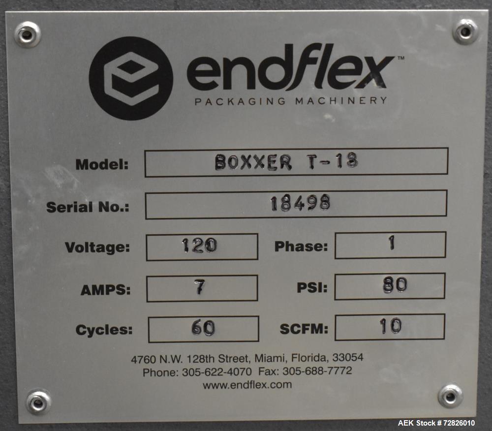 Unused Endflex Boxxer T-18 Automatic Case Erector, Manual Loader & Case Taping System