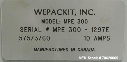Used Wepackit Model MPE300 Case Erector Bottom Tape Sealer. Machine is capable of speeds up to 20 cases per minute. Knockdown case size range: 16" to 34" (length). Case size range 6" - 22" (length), ...