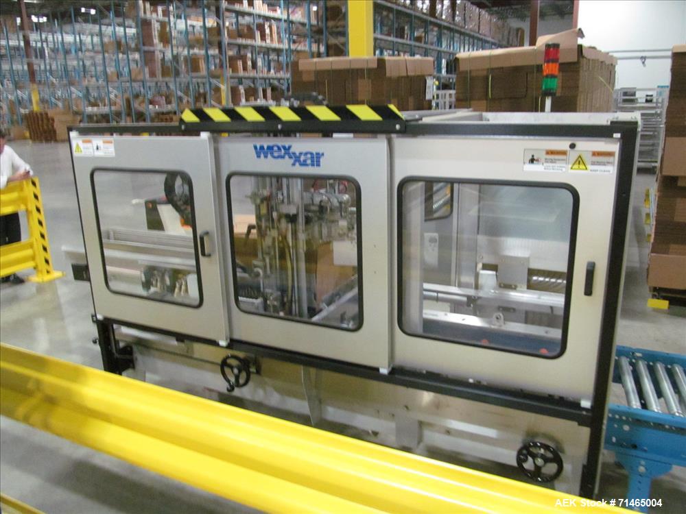 Used Wexxar Model WF-2TR Automatic Case Erector and Bottom Taper.  Case former is capable of speeds up to 30 cases per minute.  Case size range: Length 7" - 24", Width 5" - 17", Height 5" - 16".  Has...