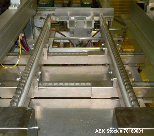 Used Wexxar WF-TE Automatic Case Former / Erector with tape head bottom sealer capable of speeds up to 15 CPM. Case size range: length 10" to 22" or 254 mm to 559 mm, width 6" to 17" or 152 mm to 407...