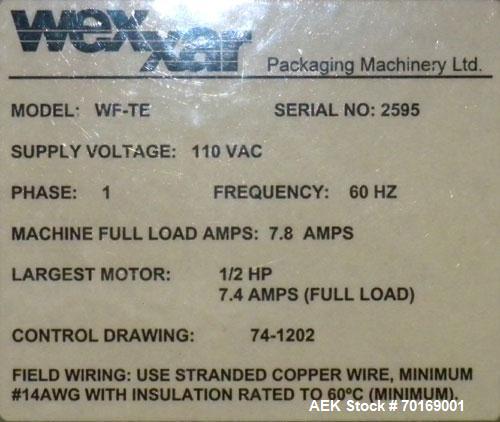 Used Wexxar WF-TE Automatic Case Former / Erector with tape head bottom sealer capable of speeds up to 15 CPM. Case size range: length 10" to 22" or 254 mm to 559 mm, width 6" to 17" or 152 mm to 407...