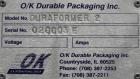 Used OK International Model Duraformer 2 Automatic Case Erector and Bottom Taper. Machine is capable of speeds up to 18 cases per minute. Case size range: (Length) 7