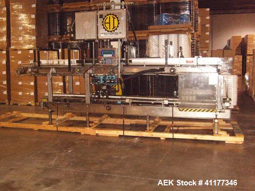 Used Hartness International 825SS drop case packer. Capable of speeds up to 25 CPM. Case size range: length 7" to 22.5", width 5.5" to 16.5", height 2"  to 20".  All stainless steel construction. Has...