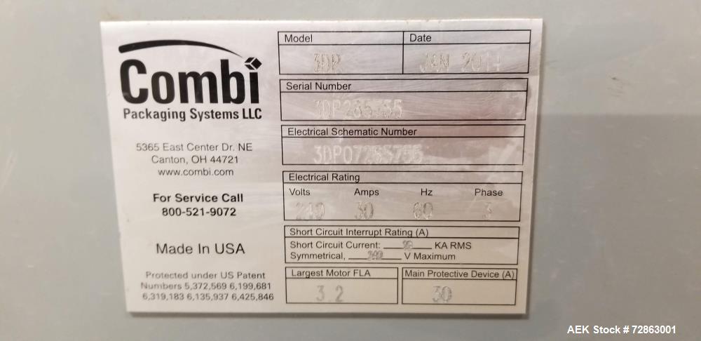 Used Combi Packaging Systems Model 3DP Case Erector and Container Drop Packer