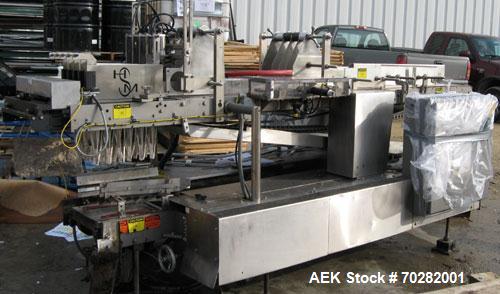 Used Hamrick 360 drop case packer capable of speeds up to 20 CPM.  Vertically mounted case lift assembly with stainless steel self-aligning top plate. Sorbothane shock pad to reduce drop impact;  pne...