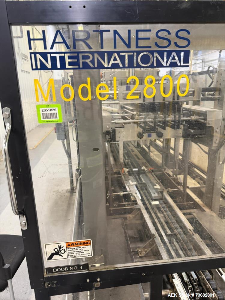 Used Hartness Model 2800 Automatic Drop Case Packer | High-Speed End-of-Line Packaging System