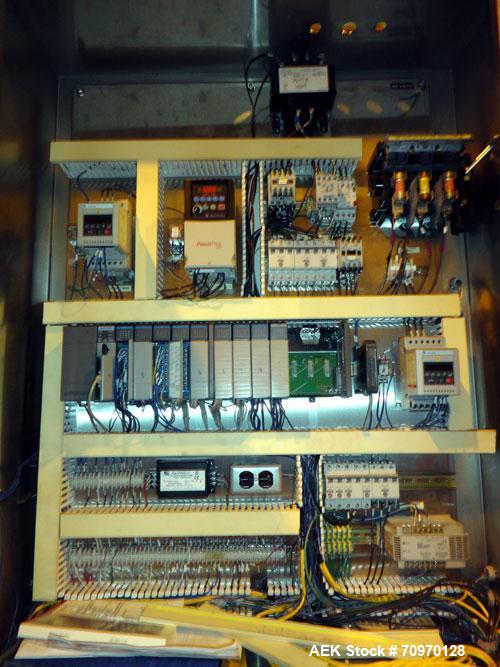 Used Hartness 825-AT automatic stainless steel drop case packer case packer capable of speeds up to 35 cases per minute (depending on product and application). Case size range: (Length) 6" - 24" (Wid...