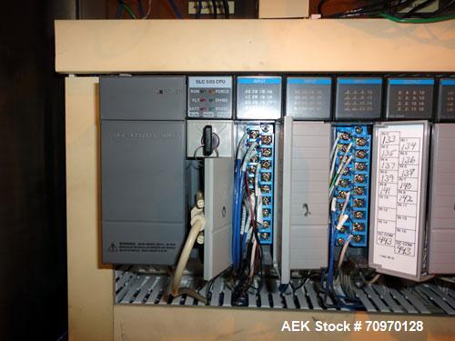 Used Hartness 825-AT automatic stainless steel drop case packer case packer capable of speeds up to 35 cases per minute (depending on product and application). Case size range: (Length) 6" - 24" (Wid...