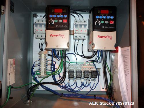 Used Hartness 825-AT automatic stainless steel drop case packer case packer capable of speeds up to 35 cases per minute (depending on product and application). Case size range: (Length) 6" - 24" (Wid...